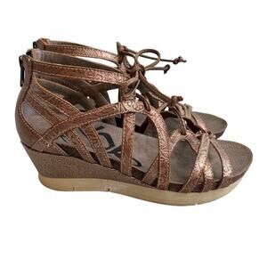 OTBT Women's Nomadic Wedge Sandal Hickory Size 8.5M Strappy Gladiator Leather
